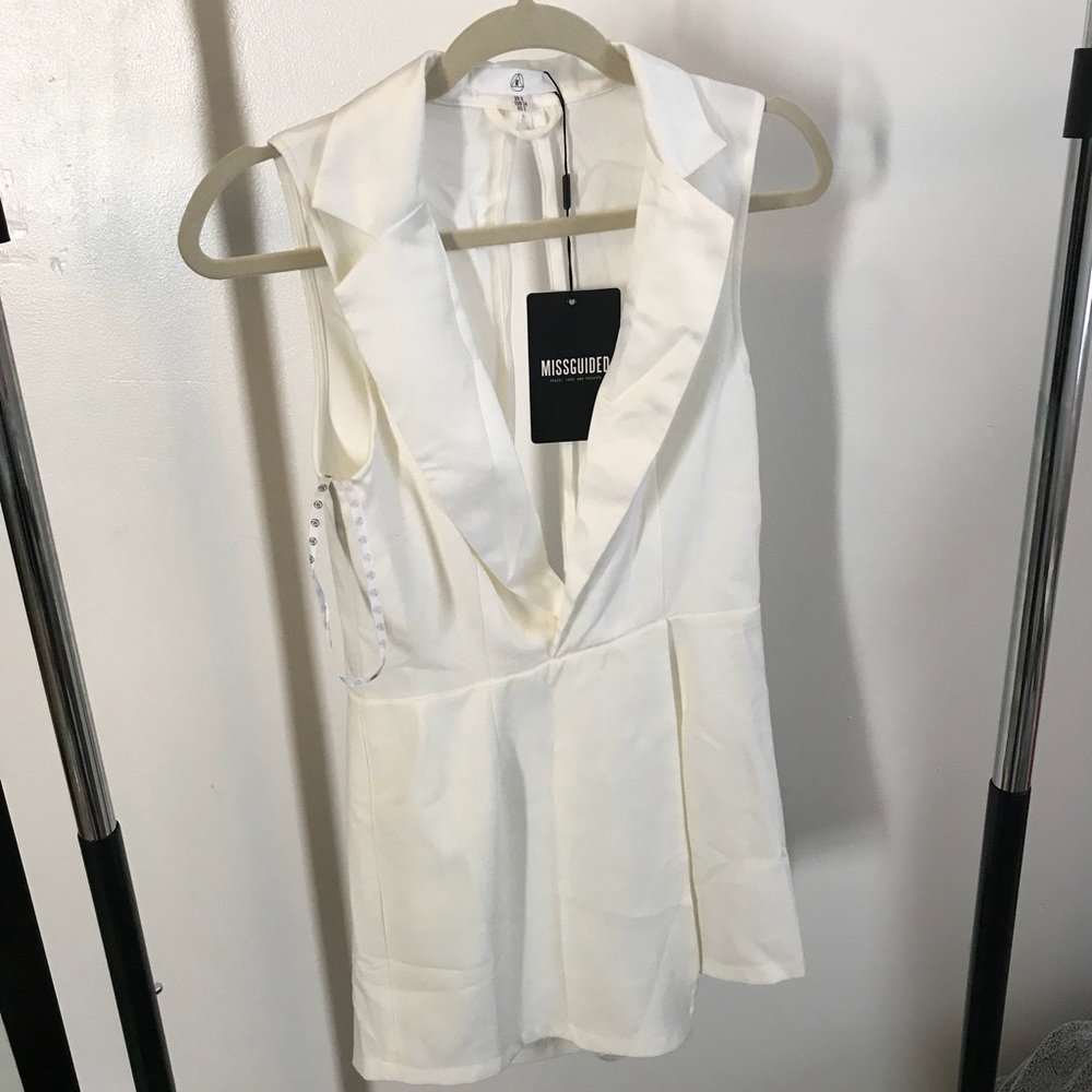Missguided Plunge Romper | White